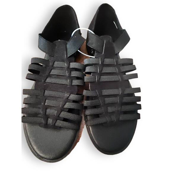 Eileen Fisher Women Rato Elastic Strappy Sandals Size 6 Black Flats - Picture 5 of 5